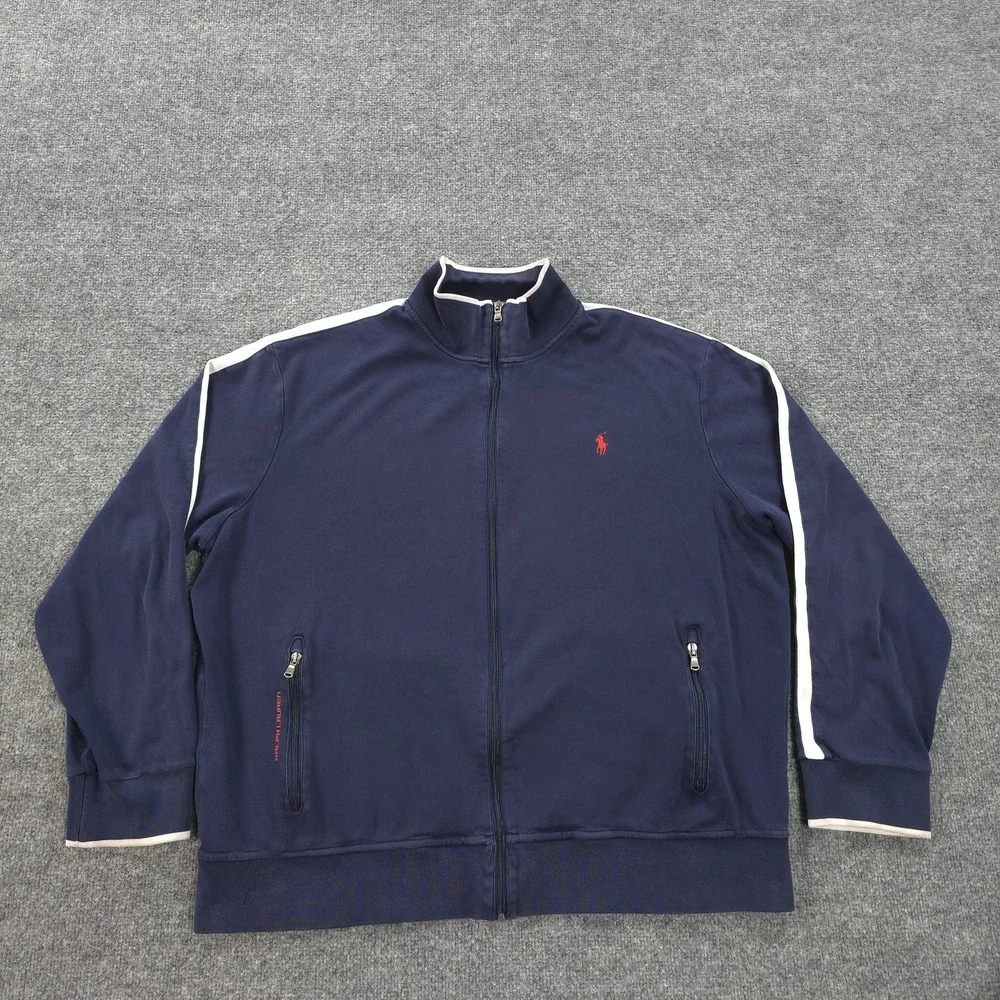 Polo Ralph Lauren Jacket Mens 2XL Blue Performance Track Full Zip Golf Pony Logo